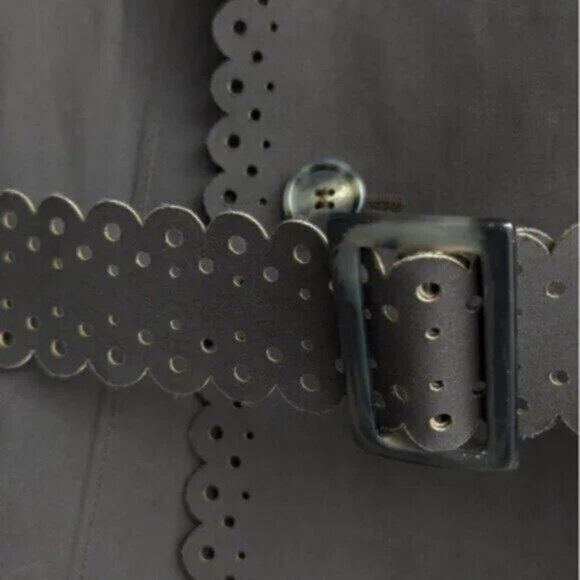 NWT Banana Republic 100% cotton gray eyelet scallop edge trench coat - Picture 4 of 8